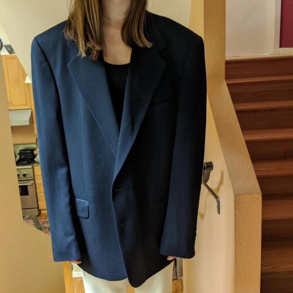 Men's Navy Blue Wool Sport Coat Blazer, Nordstrom by Joseph Abboud JAII 44L